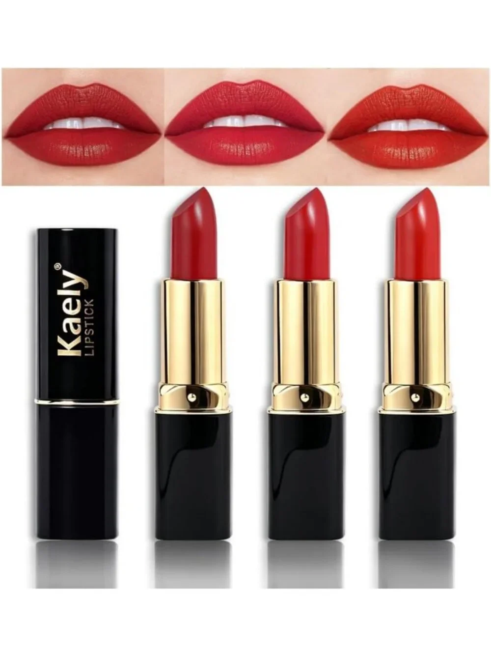 3-Piece Red Matte Lipstick Set - Long-Lasting, Waterproof, Smudge-Proof Makeup